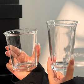 简约玻璃杯ins反口咖啡杯水杯茶杯牛奶饮料杯奶昔奶茶咖啡早餐杯