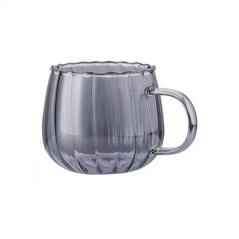 Taza de vidrio de alta borosilicona con rayas verticales gruesas, taza de café, taza de desayuno de leche, taza de agua de bebida de oficina en el hogar