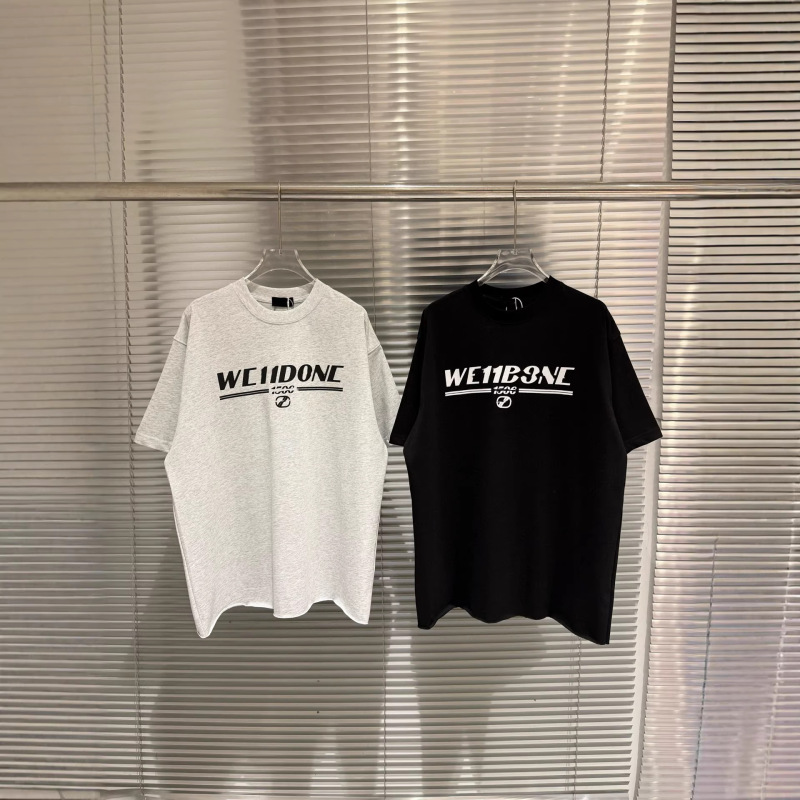 Korean We11 Niche Fashion Brand Summer Printed Letter Simple Style Short-Sleeved Pure Cotton Loose T-Shirt for Men and Women Half-Sleeved