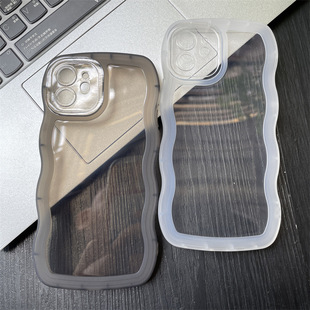 Samsung S24 Transparent Mobile Phone Case S25 Suitable for Samsung Wavy Frame Mobile Phone Case S23Ultra Wavy Pattern
