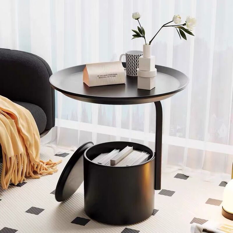 Sofa Side Table, Movable Coffee Table, Minimalist Cream-Style Small Round Table, Corner Table, Creative Mini Bedside Storage Rack Table Sofa Side Table, Movable Coffee Table, Minimalist Cream-Style Small Round Table, Corner Table, Creative Mini Bedside Storage Rack Table