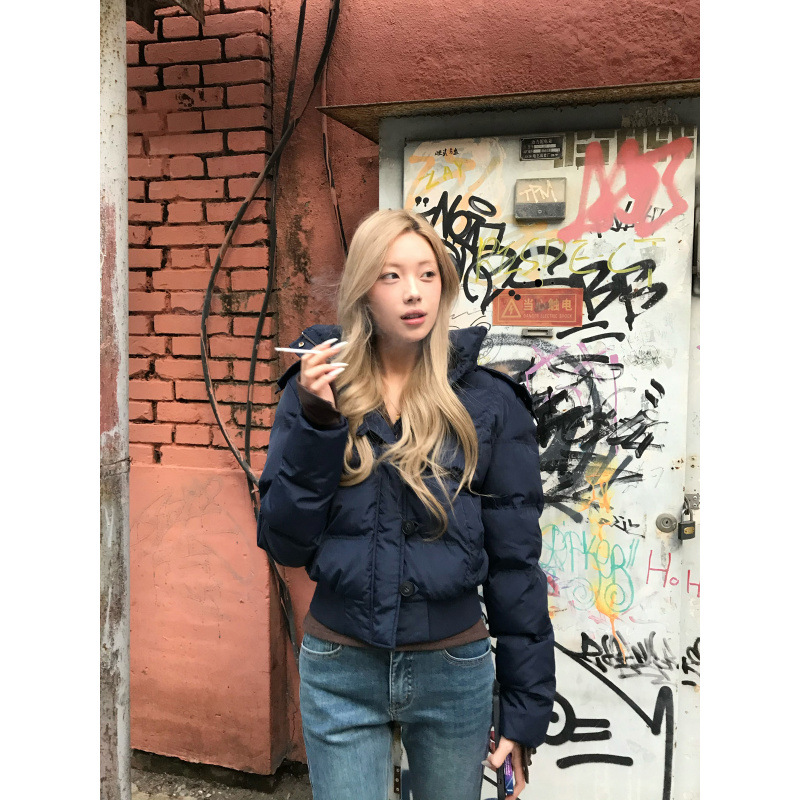 네이비 블루 코튼 재킷