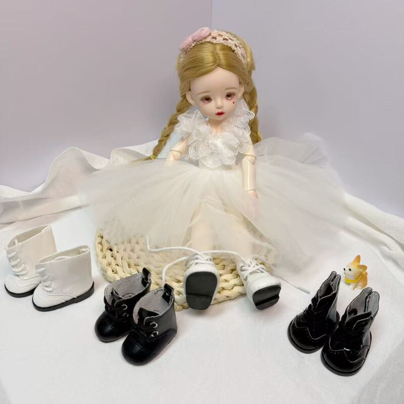 In-Stock 20cm Cotton Doll Six/Bjd Doll High-Top Lace-Up Leather Shoes 20cm Celebrity Doll Shoes Boots