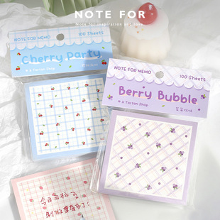 Floral Plaid Memo Pad Fresh Fruit Checkered Message Memo Pad Student Office 100 Sheets Memo Pad
