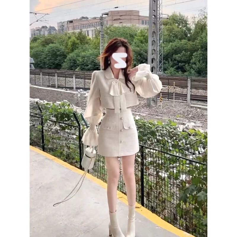 小香风时尚套装短款外套高腰名媛半身裙气质两件套短裙秋季|undefined