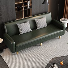 出租房可折叠两用沙发新款油蜡PU皮革布艺三人位小户型简易沙发床