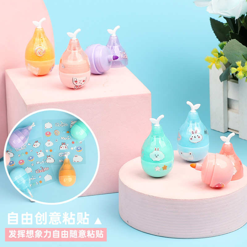 6030 PEAR highlighter estudiante diario pluma marcador lindo etiqueta engomada de la historieta DIY regalo forma highlighter