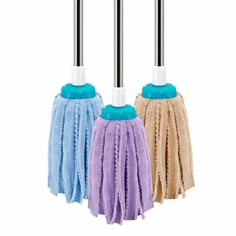 Iron Rod stainless steel rod coral fleece absorbent mop household round head Mop Mop Mop with random color Iron Rod stainless steel rod coral fleece absorbent mop household round head Mop Mop Mop with random color