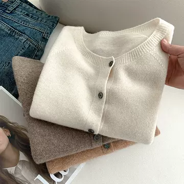 Endi wool cashmere cardigan for women in autumn and winter, new high-end and fashionable temperament, paired with knitted bottom sweater top - ShopShipShake