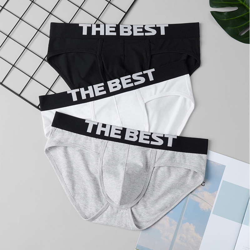 Four Seasons Pure Cotton Men's Fashion Briefs U-shaped Large Pocket Xinjiang Cotton Men's Underwear Solid Color Youth Underwear