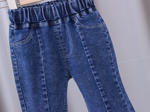 2024 new girls' jeans, fashionable spring and autumn pants for children and middle-aged children, versatile, fashionable, slim and flared pants