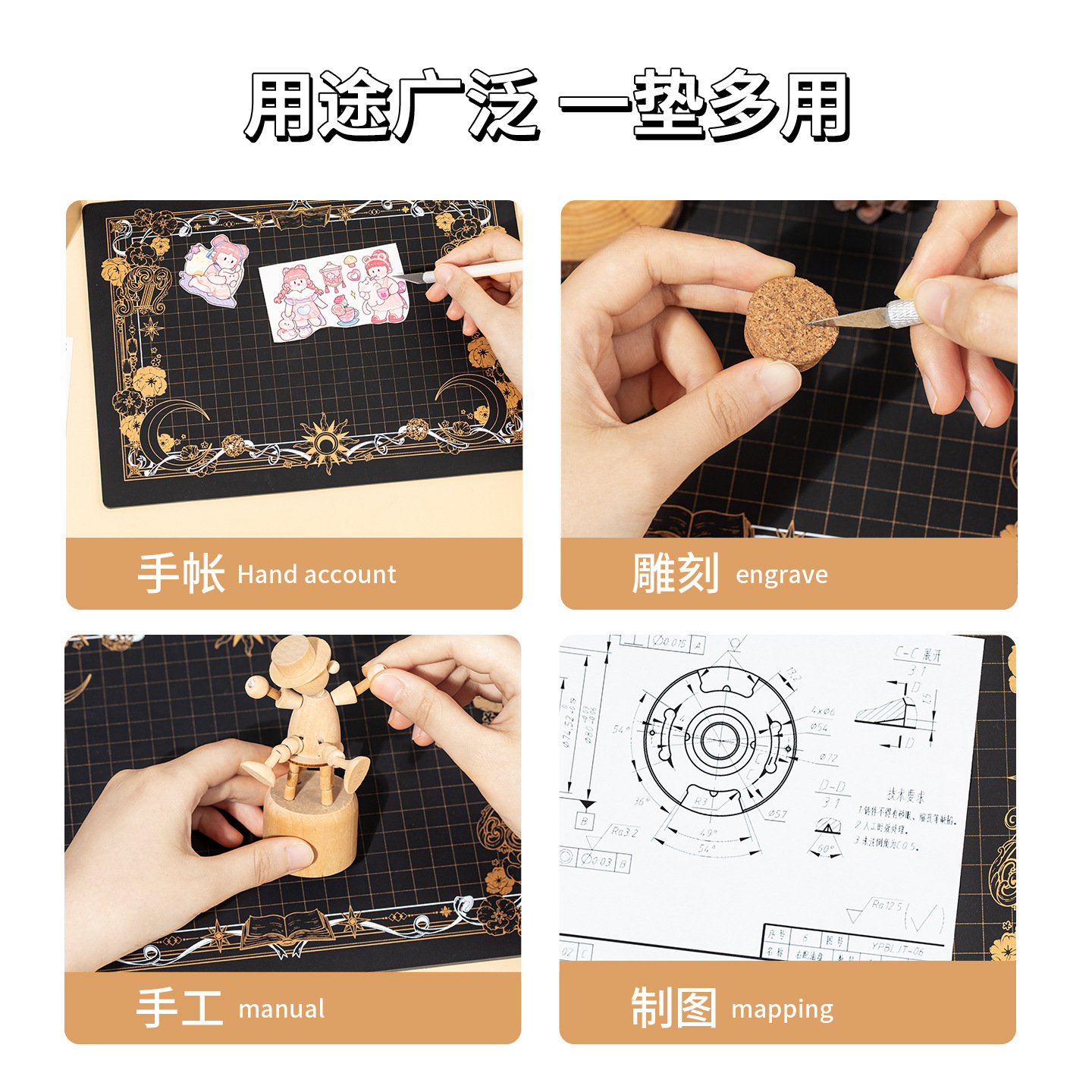 Lenguaje inactivo tablero de corte tablero de almohadilla Dream Pillow Galaxy impermeable estereotipo hecho a mano tallado a mano libro de arte cuchillo de trinchar tablero de almohadilla anti-corte