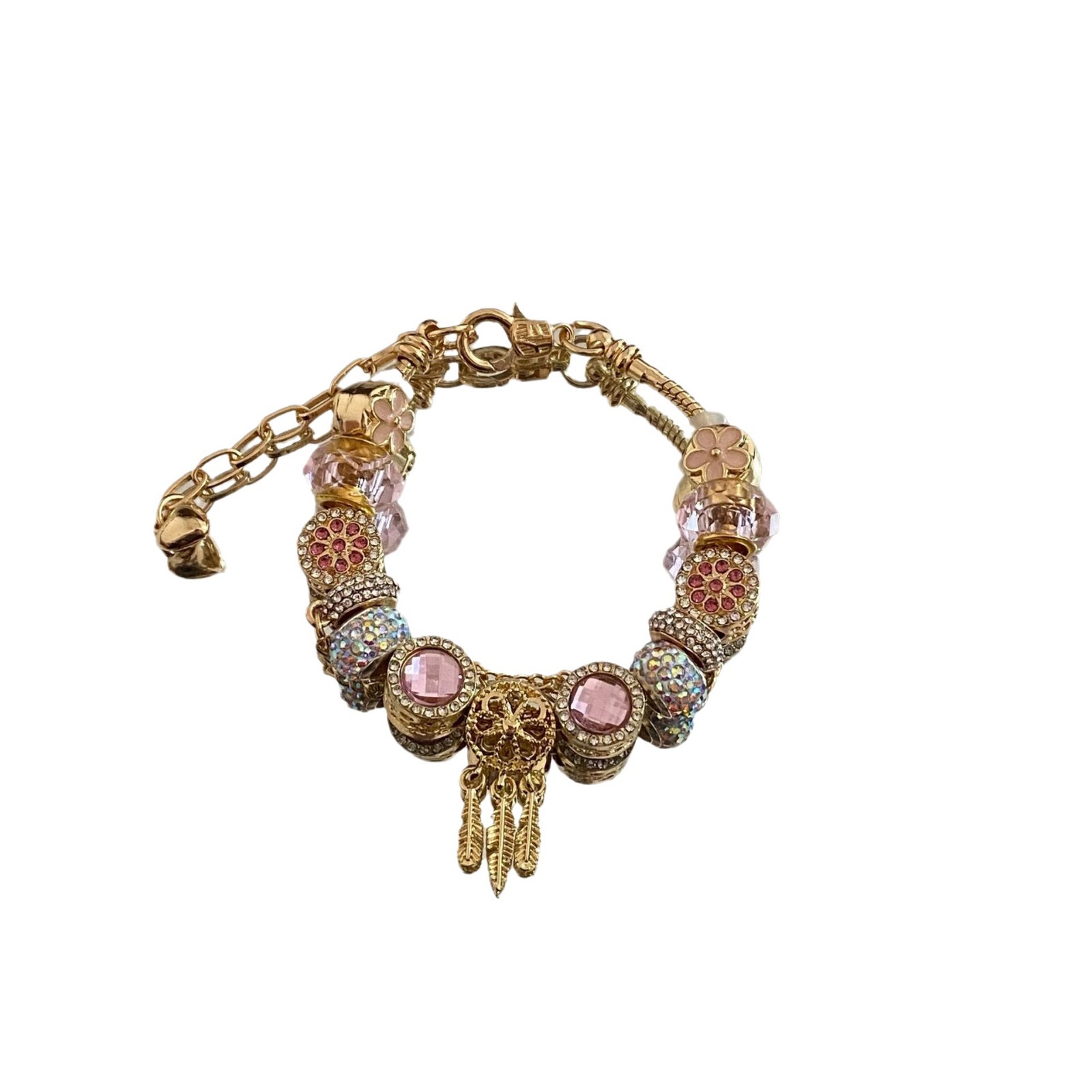Luxurious Adjustable Diamond Dreamcatcher Beaded Bracelet_voghion.com