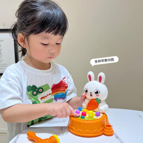 Electric cute rabbit fun whack-a-mole cartoon animal shape flashing music multi-button baby parent-child toy