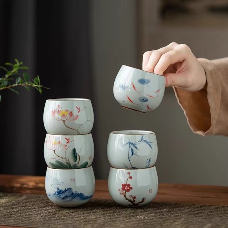 书仙笙 Ceramic retro tea cup, tea set, hand painting