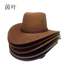 跨境熱銷美國西部牛仔帽麂皮絨戶外遮陽帽男士騎馬帽子大檐牛仔帽