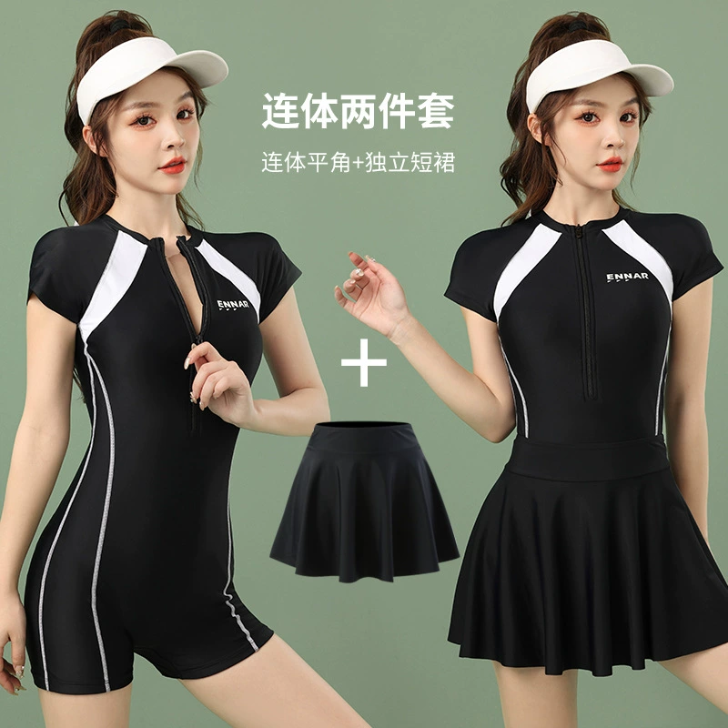 Купальник больших размеров Женский пухлый Купальник для девочек, покрывающий плоть, тонкий цельный консервативный профессиональный спортивный слегка толстый купальник 2023 Новинка