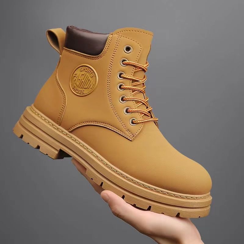 大黃蜂馬丁靴高幫冬季男鞋休閒鞋戶外工裝靴潮英倫復古厚底靴子男