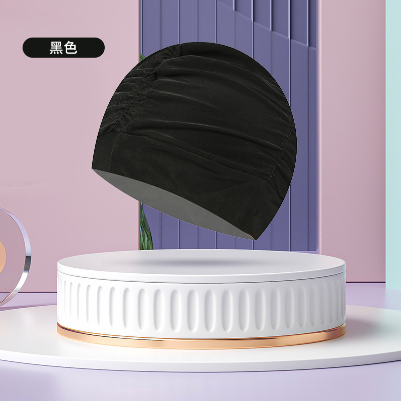 Sombrero de tela de natación adulto unisex cuidado del cabello protección del oído gorro de natación moda no-apriete cabeza plisada gorro de natación al por mayor