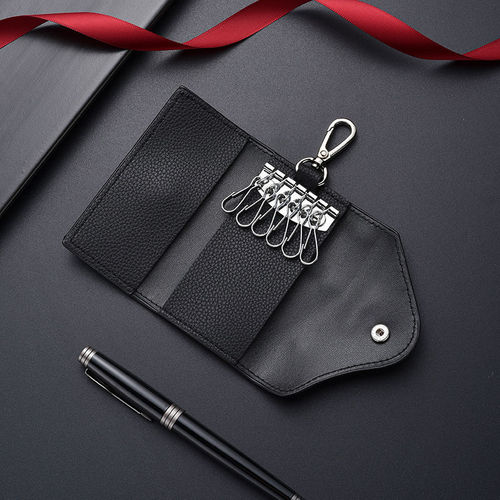 Simple Leather Key Case for Men, Large-Capacity Multi-Functional Waist-Hanging Key Holder; Practical Key Bag for Women