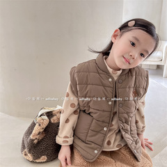 2023 new children's clothing autumn and winter clothing children's Korean style down cotton plus velvet thickened vest girls winter clothing 122661