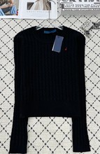 韩国出口跑量款刺绣小马麻花多色针织纯色气质修身圆领针织衫女