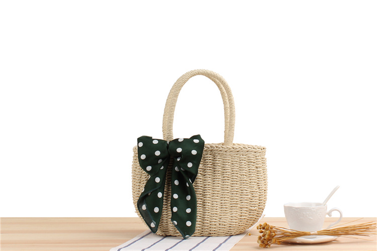 New Handmade Straw Woven Beach Woven Women's Casual Handbag19*12*18cm display picture 1