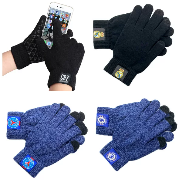 Chelsea Wusura Winter Gloves Knitted Barcelona Messi Emperor Ma Ywen Ronaldo Touch Screen Gloves to Heattech and Cold-Proof