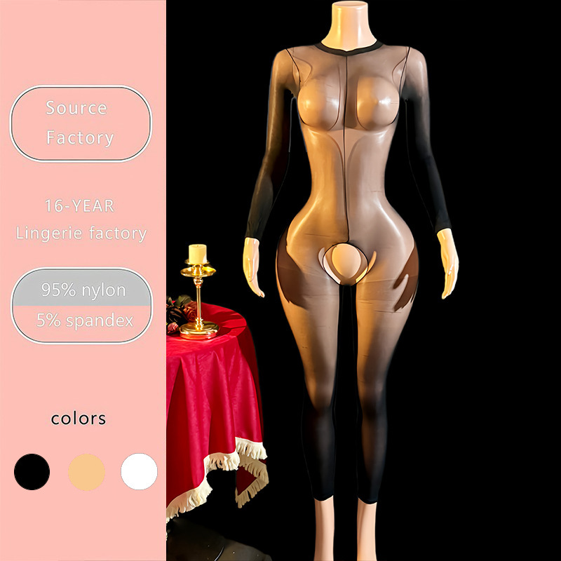 European and American Style Sexy Lingerie Long-Sleeve Silk Bodysuit Ultra-Thin Pantyhose Temptation Plus Size 8509 European and American Style Sexy Lingerie Long-Sleeve Silk Bodysuit Ultra-Thin Pantyhose Temptation Plus Size 8509