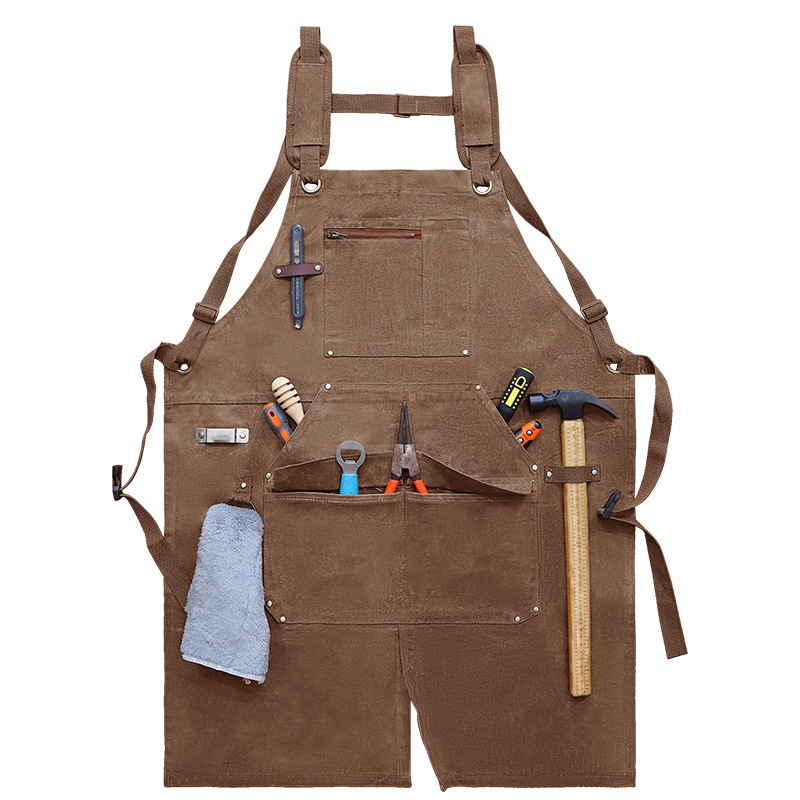 Transfronterizo Amazon delantal lienzo de cera al por mayor herramientas de distribución al por mayor electricista delantal de carpintería al por mayor personalizado