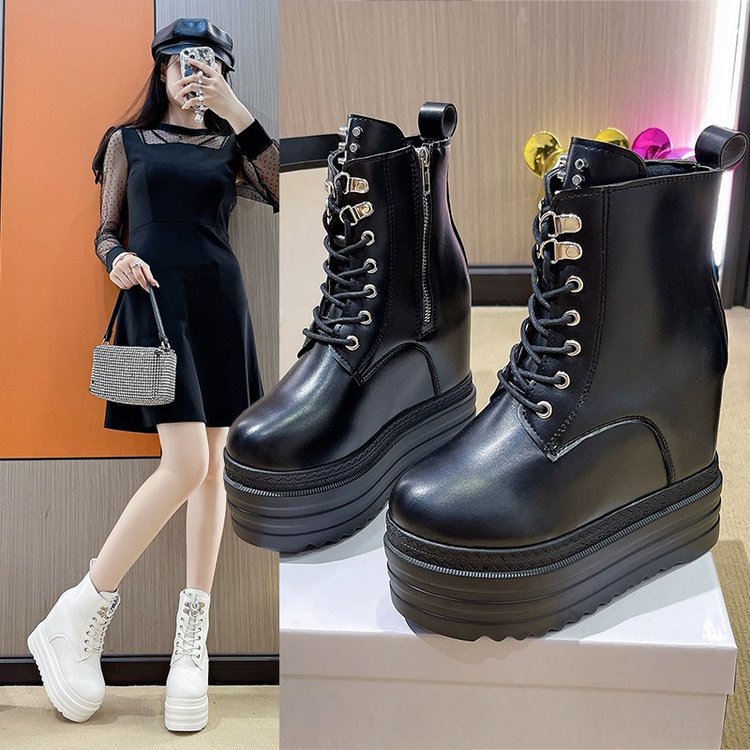 European and American Export Large Size Women's Shoes 2025 Autumn and Winter Boots Lace-Up Platform Thick-Soled Short Boots Round-Toe Fashion Women's Boots