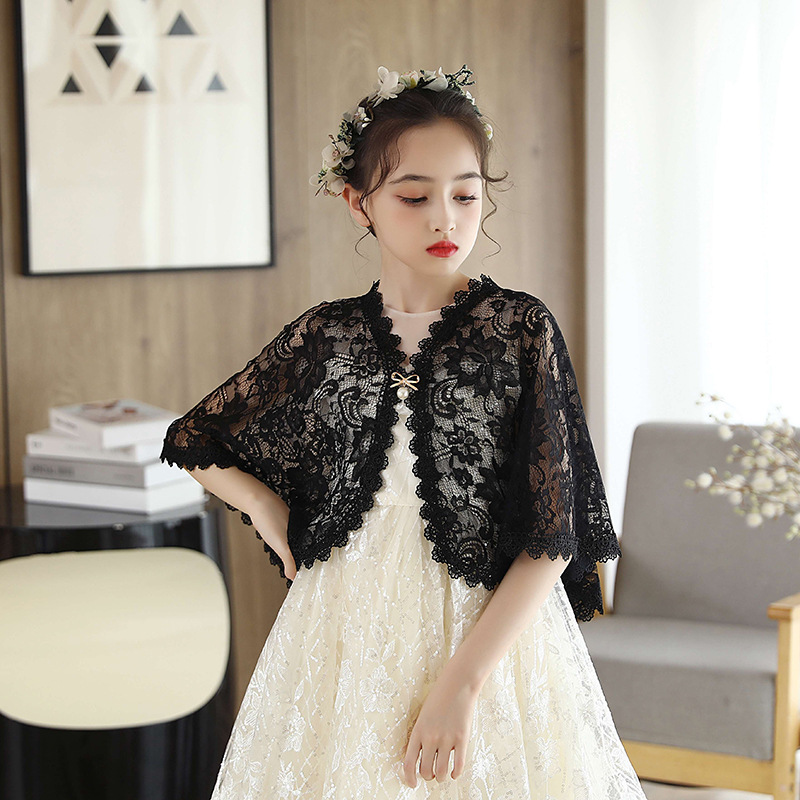 2024新款儿童蕾丝斗篷纱披肩花童礼服配饰品小孩外搭厂家批发搭肩