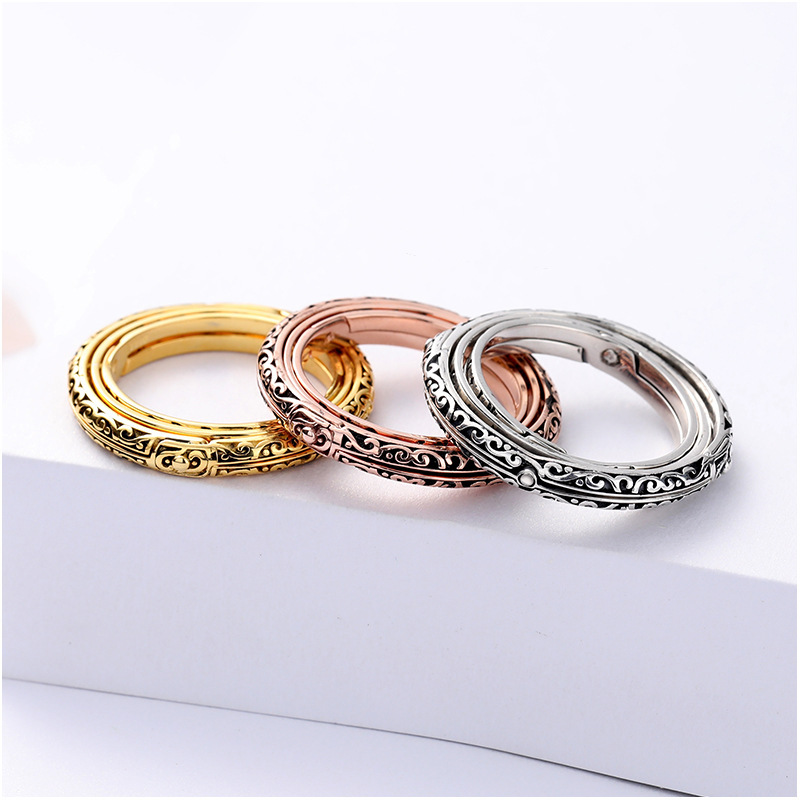 Sterling Silver Retro Solid Color Rings display picture 2