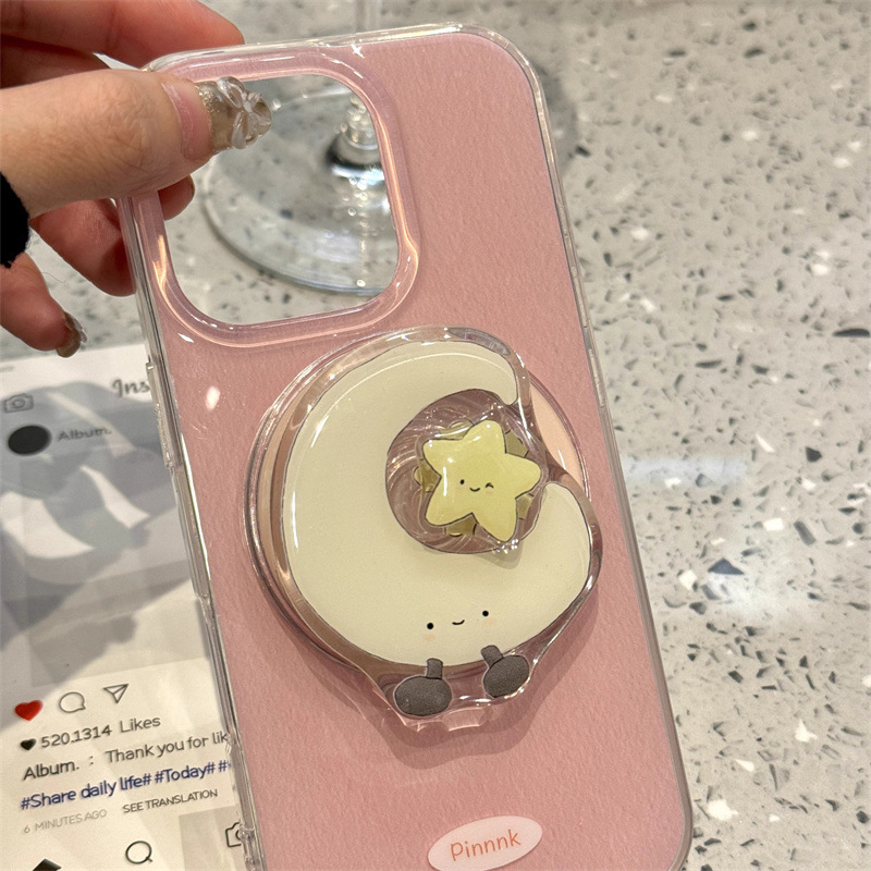 Chica ins atracción magnética rosa 16ProMax luna giratoria 13 funda para teléfono móvil apple 14 soporte 15p trabajo duro