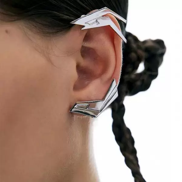 Futuristic Ear Hooks European and American Cyberpunk Style Mechanical Style Cool Metal Niche Functional Design Earrings for Men and Women