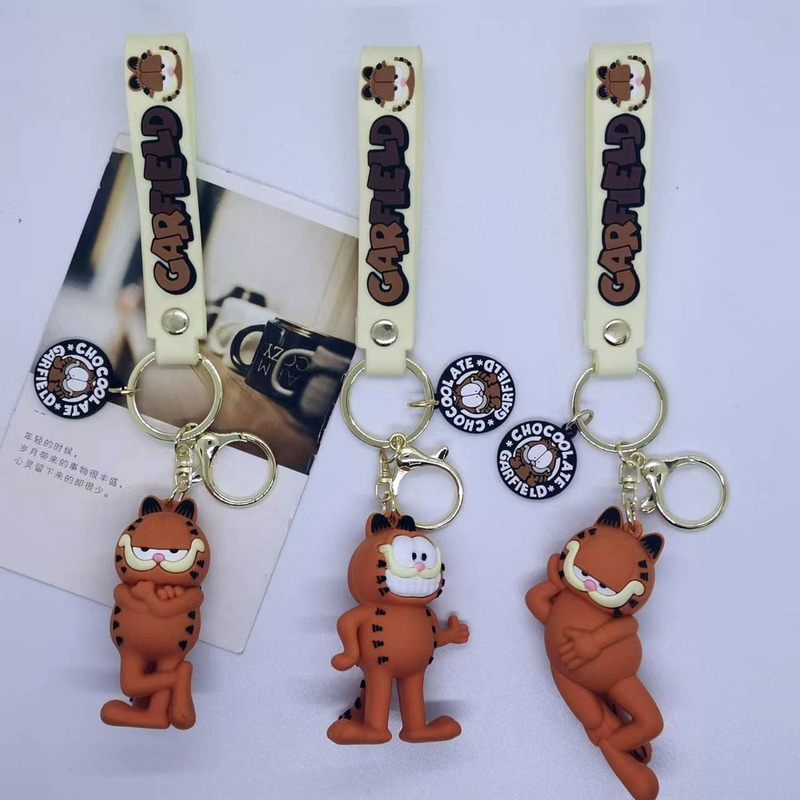 Cross-border creative cartoon drop glue doll Garfield key chain pendant bag car key chain Accessories Wholesale Cross-border creative cartoon drop glue doll Garfield key chain pendant bag car key chain Accessories Wholesale