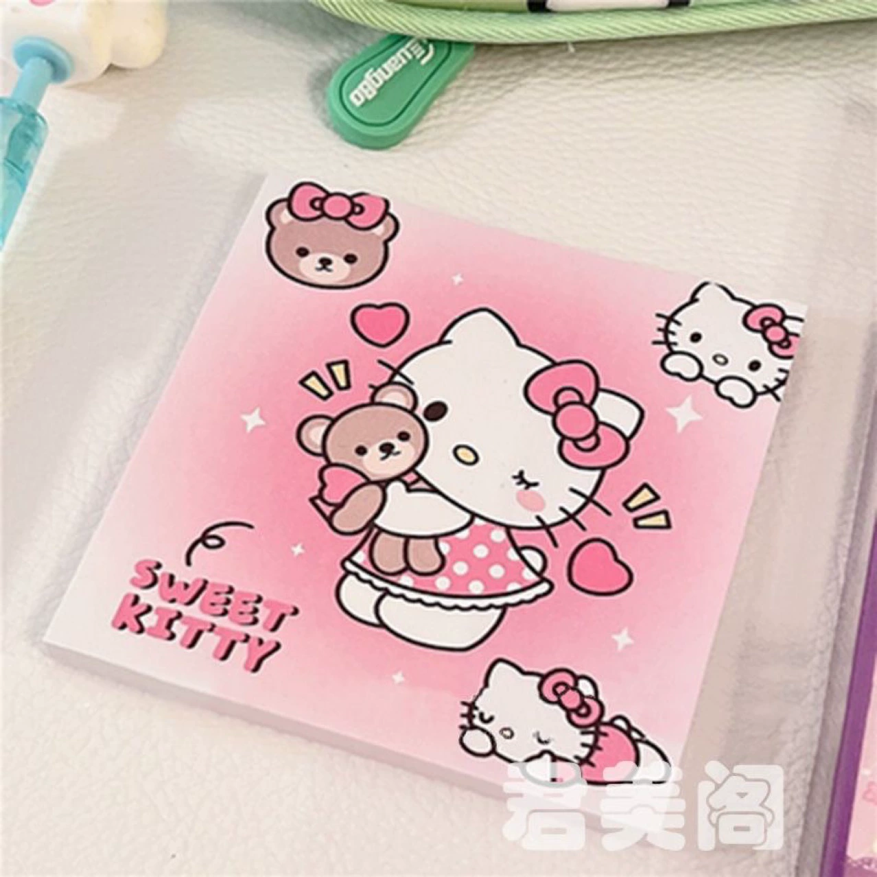 Notepad (Sanrio) cartoon sticky notes — cute characters Hello Kitty & friends, square memo pads, 0.007 kg