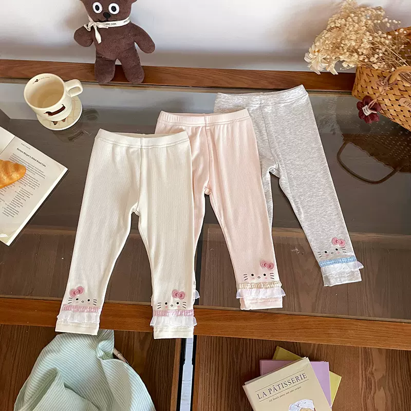 【现货】CK262457儿童打底裤2026春季新品 KT 猫拼接女童打底裤