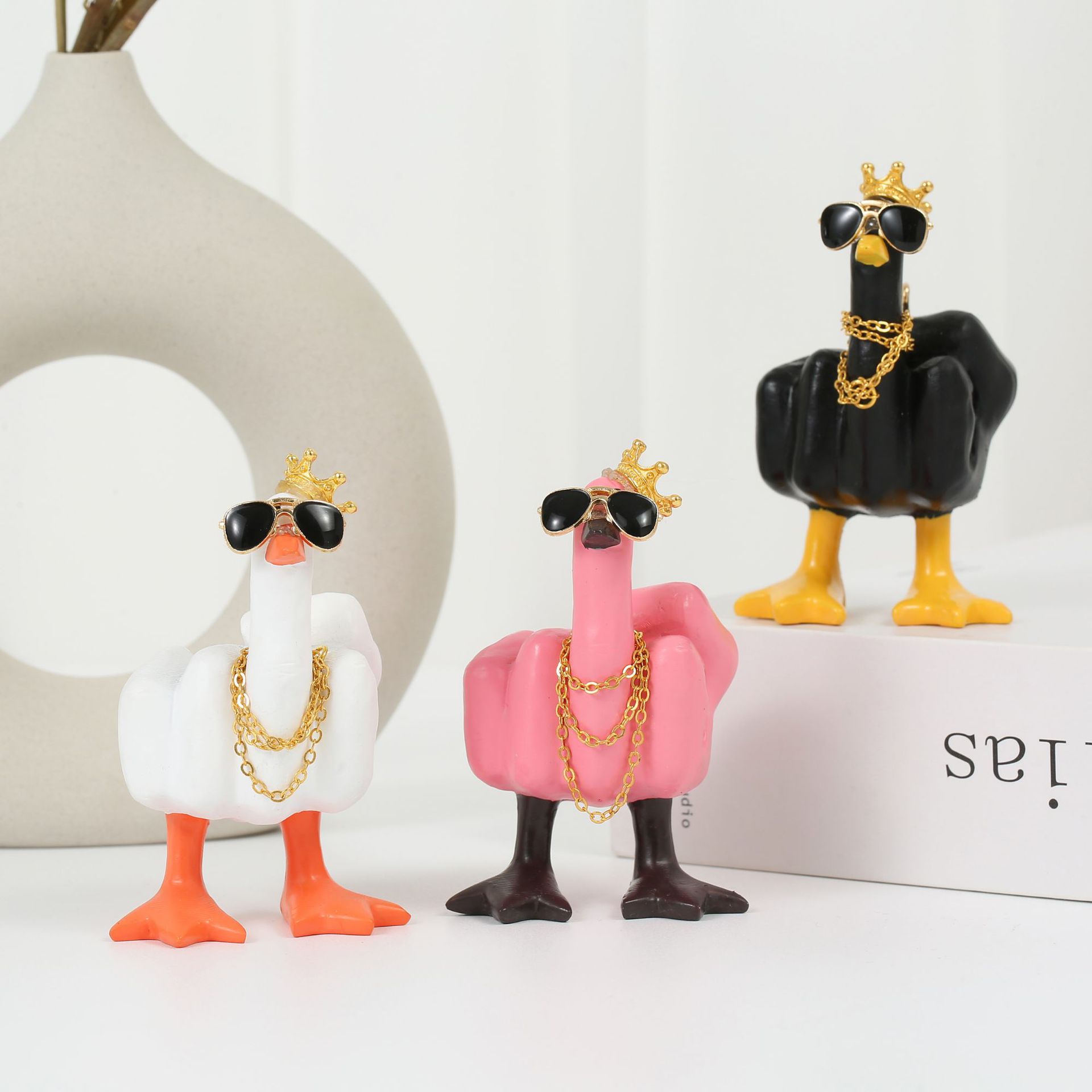 Car Ornament Lucky Cute Duck Car Decor Gift Car Interior Cartoon Accessory Center Console Healing Series Pointer Duck