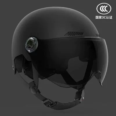 Motosiklet kaskı (dəbilqə) comfortable and safe helmet for men - 3c-certified-black-sunglasses-with-uv-protection-lenses-abs-material-short-lenses-new-national-standard-certified