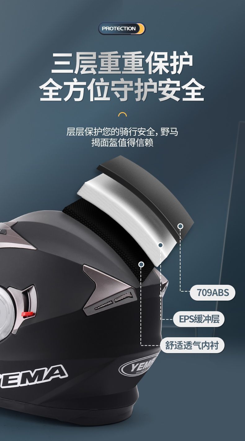 3C Certified Motorcycle Helmet Men Women Dual Lens
