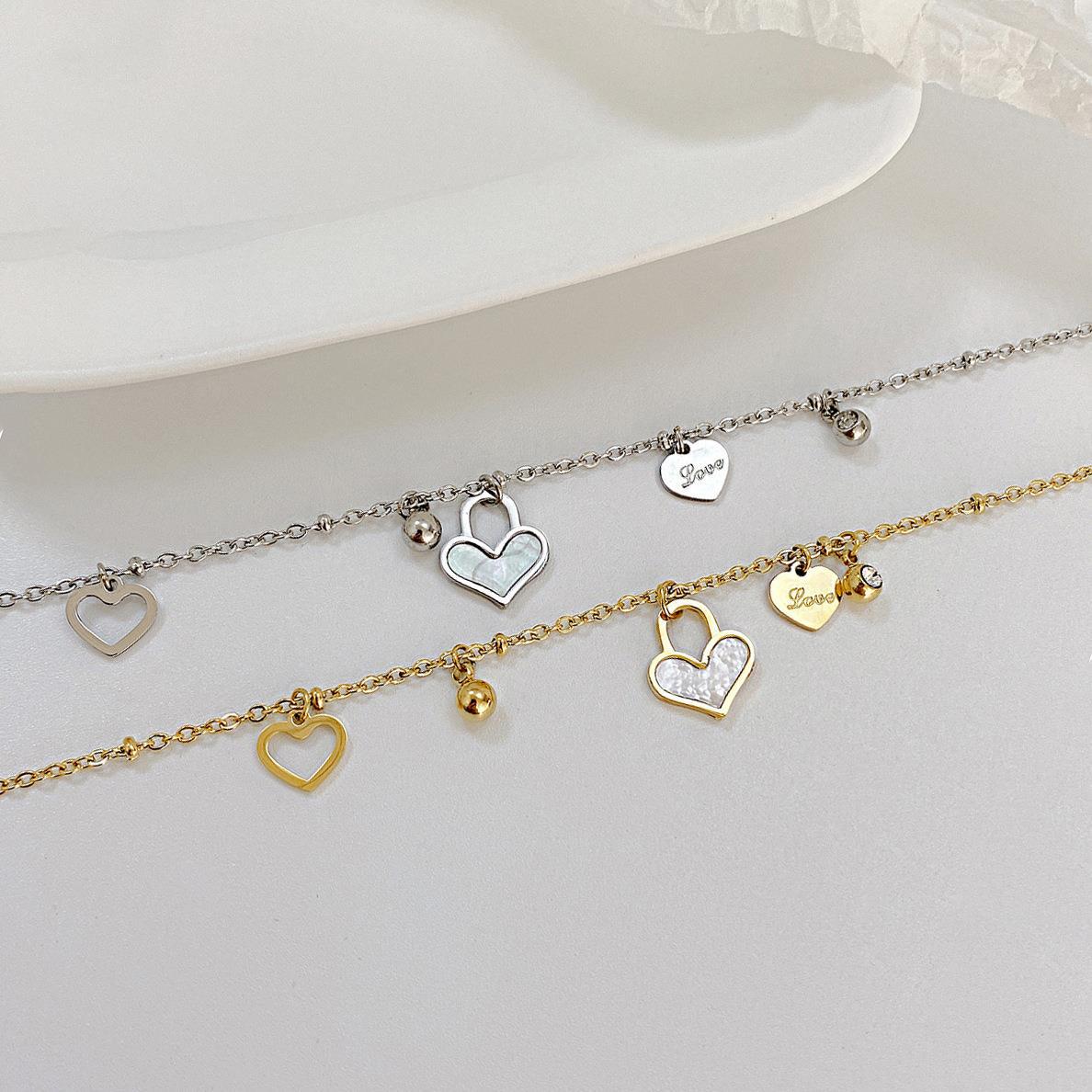 Internet celebridad elegante joyería simple moda titanio acero pulsera nicho diseño versátil amor Shell Acero inoxidable pulsera