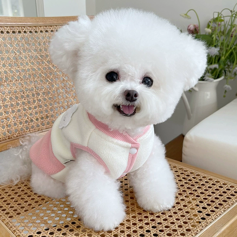 Хлопковый жилет для щенков, осенне-зимняя одежда для собак, флисовый жилет для собак, бишон, собака, кошка, тяговая пряжка на флисовой подкладке