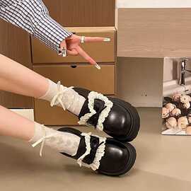 厚底小皮鞋女2026秋季新款百搭花边学院复古jk松糕配裙子时尚单鞋