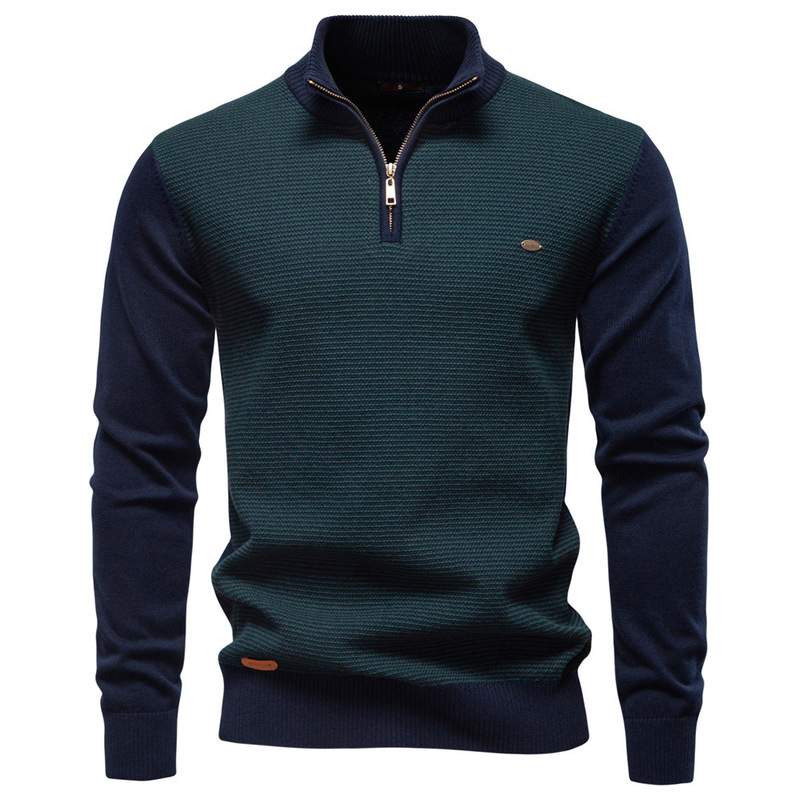 Knitted Autumn and Winter Zipper High Quality Men's New Half Men's European Size Sweater 2025 Business Casual Cotton Sweater Stand Collar