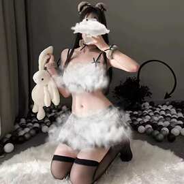 暴丹情趣内衣性感乖乖熊学生格子制服套装百褶短裙角色扮演768