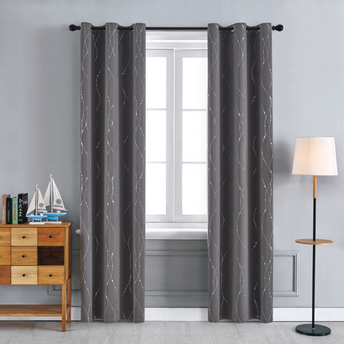 Shaoxing curtain wholesale silver-plated high-precision printed finished blackout curtains foreign trade cross-border curtain fabric curtains