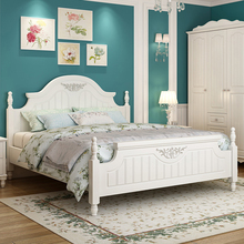 美式床实木床实木床结婚卧室套装欧式组合床简约现代白色大床