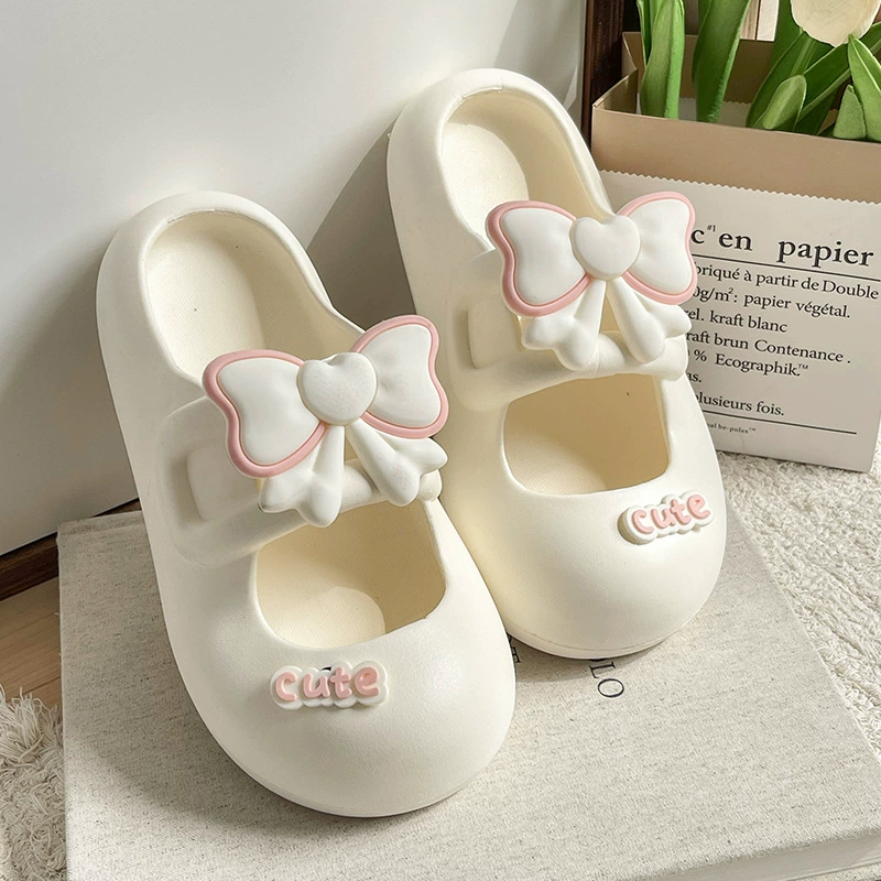 Женские летние милые тапочки с закрытым носком Nanbowan, верхняя одежда с бантом, Нескользящие сандалии с мягкой подошвой от Интернет-знаменитостей оптом