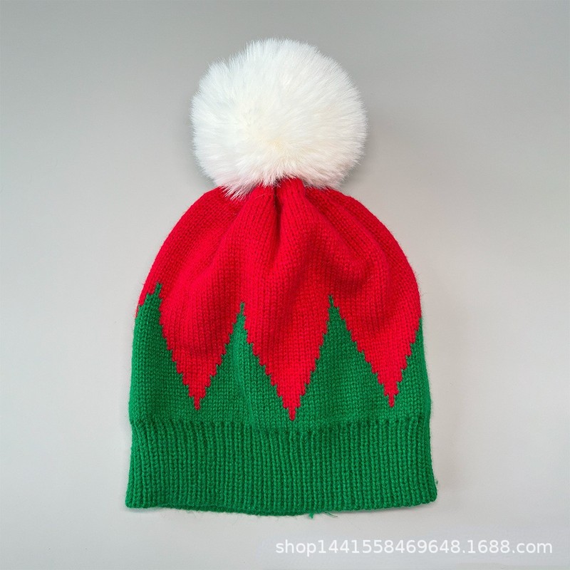 国境を越えた欧米のクリスマス帽毛糸帽秋冬保温毛玉帽子merry christmas bell hat|undefined